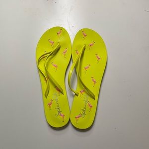 🧳Yellow Flamingo Flip Flops
